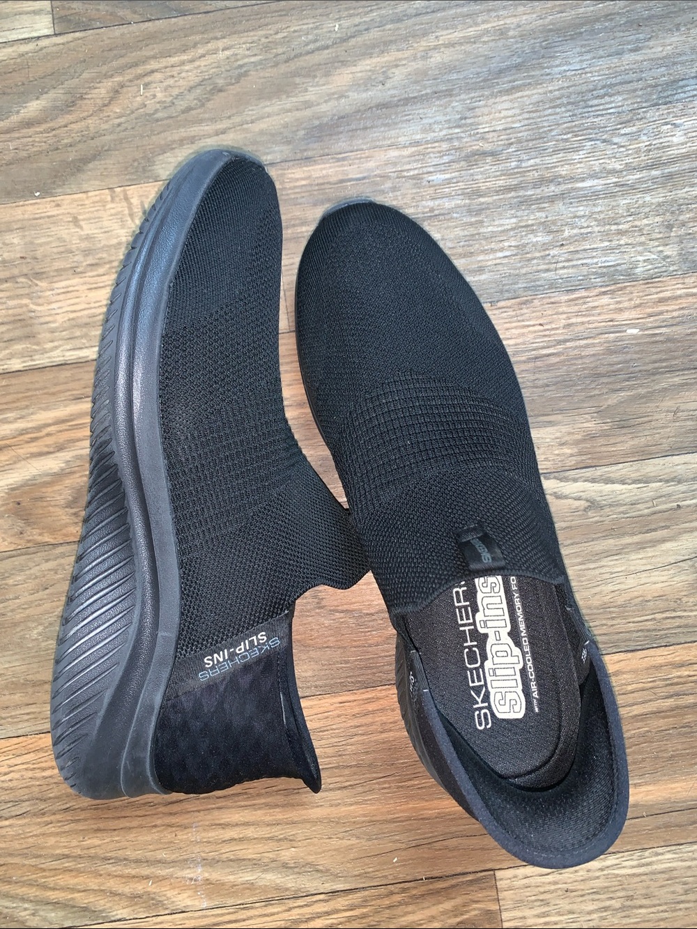 Skechers Black Slip-On Knit Walking Shoes
